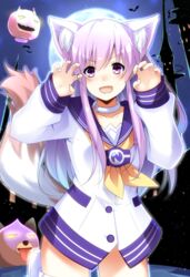  animal_ear_fluff animal_ears bat_(animal) choujigen_game_neptune collar collarbone commentary_request dogoo doria_(p_f_dolia) dress female hair_between_eyes halloween highres holster lantern long_hair long_sleeves looking_at_viewer neckerchief nepgear neptune_(series) night night_sky paw_pose purple_eyes purple_hair sailor_collar sailor_dress sidelocks sky solo tail thigh_holster v-shaped_eyebrows white_dress wolf_ears wolf_girl wolf_tail yellow_neckerchief 