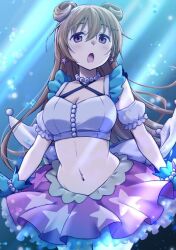  :o ayami_chiha bandeau blush breasts brown_hair cleavage commentary_request cowboy_shot daydream_mermaid detached_sleeves earrings female frilled_bandeau frilled_skirt frilled_sleeves frills hair_between_eyes hair_horns jewelry konoe_kanata large_breasts long_hair looking_at_viewer love_live! love_live!_nijigasaki_high_school_idol_club love_live!_nijigasaki_high_school_idol_club_kanketsu-hen miniskirt navel official_alternate_costume open_mouth print_skirt puffy_short_sleeves puffy_sleeves purple_eyes purple_skirt short_sleeves skirt solo star_(symbol) star_earrings star_print stomach underwater white_bandeau white_sleeves 