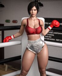  1girls 3d ada_wong ada_wong_(adriana) asian asian_female athletic athletic_female black_hair booty_shorts boxing boxing_gloves boxing_ring breasts capcom cleavage curvy curvy_female daz3d daz_studio female female_only fully_clothed gcb gloves hi_res large_filesize looking_at_viewer mature mature_female pinup red_boxing_gloves red_gloves resident_evil resident_evil_2 resident_evil_2_remake short_hair solo solo_female thick_thighs thighs 