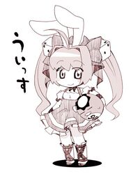  animal_ears chibi di_gi_charat dice_hair_ornament female hair_ornament hiro_hiroki kappa photoshop_(medium) rabbit_ears ribbon smile solo twintails usada_hikaru 