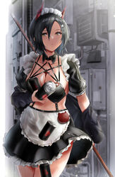  apron azur_lane bikini black_hair black_jacket breast_strap breasts can cat_hair_ornament female hair_ornament highres holding holding_can horns jacket maid maid_bikini maid_headdress mechanical_horns multicolored_hair o-ring o-ring_top official_alternate_costume okame._(okame124) open_clothes open_jacket red_horns solo streaked_hair swimsuit two-tone_hair ulrich_von_hutten_(azur_lane) ulrich_von_hutten_(mayhem_maid)_(azur_lane) unconventional_maid white_apron white_hair x_hair_ornament yellow_eyes 