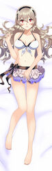  absurdres alternate_costume bad_deviantart_id bad_id bikini black_headband blush corrin_(female)_(fire_emblem) corrin_(female)_(summer)_(fire_emblem) corrin_(fire_emblem) dakimakura_(medium) female fire_emblem fire_emblem_fates fire_emblem_heroes full_body headband highres kiniro_tofu long_hair looking_at_viewer official_alternate_costume red_eyes smile solo swimsuit white_bikini 