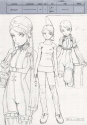  cameltoe concept_art flightsuit gym_uniform last_exile military_uniform monochrome range_murata shorts tatiana_wisla 