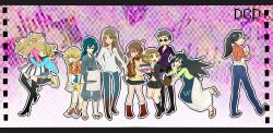  6+girls black_hair brown_hair commentary_request genderswap_(mtf) godai_yuusuke hibiki_(hibiki) instrument inui_takumi kadoya_tsukasa kamen_rider kamen_rider_555 kamen_rider_agito_(series) kamen_rider_blade_(series) kamen_rider_dcd kamen_rider_den-o_(series) kamen_rider_hibiki_(series) kamen_rider_kabuto_(series) kamen_rider_kiva_(series) kamen_rider_kuuga_(series) kamen_rider_ryuki_(series) kenzaki_kazuma kidou_shinji knife kurenai_wataru long_hair multiple_girls nogami_ryoutarou rule_63 short_hair tendou_souji trash04 tsugami_shouichi violin 