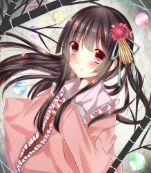  bad_id bad_pixiv_id ball bamboo blush female hair_ornament houraisan_kaguya long_hair red_eyes saijou_haruki smile solo touhou 