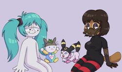  2019 anthro armwear beak bear black_clothing black_dress bohug brown_body brown_fur brown_hair clothing cosplay digital_media_(artwork) dress eeveelution eyeshadow fishnet_armwear fishnet_clothing footwear fur generation_2_pokemon generation_6_pokemon glistening_eyelids group hair hatsune_miku hotel_transylvania human itoruna itoruna_the_platypus legwear makeup mammal mavis_dracula monotreme nintendo pattern_clothing pattern_footwear pattern_legwear pattern_socks pattern_thigh_highs pattern_thigh_socks platypus pokemon pokemon_(species) socks striped_clothing striped_footwear striped_legwear striped_socks striped_thigh_highs striped_thigh_socks stripes sylveon thigh_highs thigh_socks umbreon vocaloid 