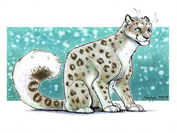  2013 ambiguous_gender blue_background claws dated digital_media_(artwork) felid feral fluffy fluffy_tail fur grey_body grey_fur leopard_spots mammal pantherine seylyn signature simple_background smile snow_leopard solo spots tail toe_claws whiskers white_background white_body white_fur yellow_eyes 