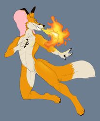  anthro big_tail breath_powers canid canine elemental_manipulation elephant elephantid fire fire_breathing fire_manipulation fox fur hybrid male mammal nude paws pholidine porcupine proboscidean rodent simple_background solo tail tomocreations tripwire_(character) tusks 