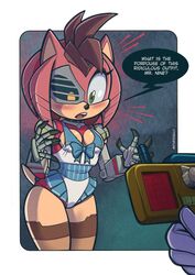  2022 amy_rose anthro areola areola_slip artist_name bionic_eye bionics black_nose black_sclera blush border canid canine claws clothed clothing controller cybernetic_arm cybernetic_eye cybernetic_hair cybernetic_limb cybernetics cyborg device dialogue duo english_text eulipotyphlan fabio_paulino female fox gloves green_eyes handwear hedgehog holding_object machine male mammal mostly_offscreen_character netflix open_mouth pink_body portrait question remote_control rusty_rose sega shaded short_tail skimpy sonic_prime sonic_the_hedgehog_(series) speech_bubble tail tails tails_nine talking_to_another text three-quarter_portrait white_border yellow_eyes 