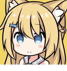  animal_ear_fluff animal_ears bare_shoulders blonde_hair blue_eyes blush braid cat_ears closed_mouth commentary_request female fish_hair_ornament hair_between_eyes hair_ornament hanazono_serena long_hair nagato-chan paryi_project portrait sailor_collar simple_background smile solo virtual_youtuber white_sailor_collar yellow_background 