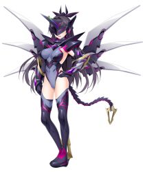  armor armored_boots avalastia black_hair boots breasts corruption covered_navel dark_persona elbow_gloves female full_body game_cg gloves hand_on_own_hip headgear highres horns itakano_shigure kamitsurugi_ouka kouyoku_senki_exs-tia_concert large_breasts large_variant_set leotard long_hair mask mecha_musume mechanical_horns mechanical_tail mechanical_wings non-web_source official_art open_mouth single_horn solo standing tachi-e tail thigh_boots thighhighs transparent_background variant_set wings 