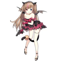  animal_ears bat_wings black_bra blue_eyes blush bra breasts brown_hair cat_ears cat_tail cleavage damaged defeat dress earrings female full_body girls&#039;_frontline gloves gun h&amp;k_mark_23 handgun heart heart_earrings heckler_&amp;_koch heterochromia holding holding_gun holding_weapon jewelry lace-trimmed_bra lace_trim large_breasts long_hair looking_at_viewer mk23_(girls&#039;_frontline) mk23_(impish_sweetheart)_(girls&#039;_frontline) multicolored_hair official_alternate_costume official_art pink_hair red_eyes sandals sheska_xue skirt solo streaked_hair tail thighlet third-party_source tiara toes torn_clothes torn_dress transparent_background underwear weapon wings 