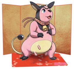  2021 alpha_channel black_body black_fur border bovid bovine cattle conditional_dnp fur generation_2_pokemon mammal miltank nakoo nintendo nipples pink_body pink_fur pokemon pokemon_(species) transparent_border yellow_body yellow_fur 