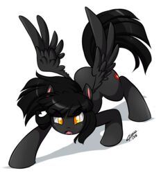  alpha_channel alternate_species black_body black_fur black_hair chalo equid equine fan_character female feral fur hair hasbro las_lindas mammal my_little_pony mythological_creature mythological_equine mythology pegasus rachael_saleigh simple_background solo transparent_background wings yellow_eyes 