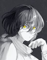  1boy aged_down cloak gannen_harst hatsune_(leaden_heart07) hood hood_down hooded_cloak male_focus short_hair solo the_saga_of_darren_shan upper_body yellow_eyes 