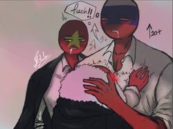  3boys black_shirt clothed clothing coat colored countryhumans drooling english_text fur hugging looking_down looking_down_at_partner male/male male_only moan moaning moaning_in_pleasure number orange_eyes russia_(countryhumans) safe shocked signature simple_background symbol text text_box text_bubble thailand_(countryhumans) vietnam_(countryhumans) white_fur white_shirt yellow_eyes 