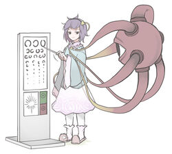  :| black_eyes blue_shirt closed_mouth expressionless eye_chart female floral_print frilled_shirt_collar frilled_sleeves frills highres komeiji_satori landolt_c long_sleeves peroponesosu. pink_skirt pointer purple_hair rose_print shirt short_hair simple_background skirt sleeves_past_wrists slippers socks solo standing third_eye touhou vision_test white_background white_socks wide_sleeves 