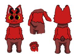  3_eyes absurd_res anthro cat_demon cervine deer fluffy fluffy_tail hi_res horn hybrid male mammal multi_eye nekoni nekoni_(character) red_body simple_background solo tail 