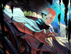  1boy black_hair black_scarf extra_eyes facial_tattoo grin highres japanese_clothes jujutsu_kaisen kimono looking_at_viewer male_focus noes open_hand pink_hair red_eyes ryoumen_sukuna_(jujutsu_kaisen) scarf short_hair smile solo spiked_hair tattoo undercut upper_body white_kimono wide_sleeves 