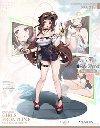  :o bad_link bag bare_legs bare_shoulders belt black_choker black_ribbon blue_footwear blue_skirt blush bracelet braid breasts brown_belt brown_hair cellphone character_name chinese_text choker cleavage cleavage_cutout clothing_cutout collarbone copyright_name covered_navel cup dress eyewear_on_head feet female full_body girls&#039;_frontline groin gun hair_bun hair_ornament hair_ribbon hairclip hand_in_own_hair handgun highres holding holding_bag holding_cup holding_phone holstered jewelry legs long_hair looking_at_viewer medium_breasts nail_polish necklace off-shoulder_shirt off_shoulder official_alternate_costume official_art open_mouth orange_nails phone promotional_art red_eyes rex_zero_1 rex_zero_1_(girls&#039;_frontline) rex_zero_1_(heart-aflutter_trilogy)_(girls&#039;_frontline) ribbon sandals shirt shoes simple_background single_braid single_side_bun skirt smartphone solo standing sweat toenail_polish toenails toes weapon white_shirt wulazula 