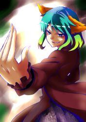  absurdres bad_id bad_pixiv_id female fighting_stance gradient_hair green_eyes green_hair highres kasodani_kyouko multicolored_hair musupon214 solo touhou 