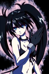  bad_id bad_pixiv_id bikini bikini_top_only black_bikini black_hair black_rock_shooter black_rock_shooter_(character) blue_eyes female gloves highres long_hair musupon214 solo swimsuit twintails 