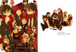  amaimon ao_no_exorcist bald black_hair blonde_hair chibi glasses kamiki_izumo konekomaru_miwa kuro_(ao_no_exorcist) mephisto_pheles miwa_konekomaru moriyama_shiemi multicolored_hair okumura_rin okumura_yukio pink_hair shima_renzo shima_renzou short_hair suguro_ryuji suguro_ryuuji two-tone_hair 