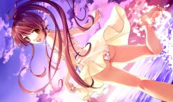  ass barefoot cradle deep_blue_sky_&amp;_pure_white_wings dress long_hair misaki_kurehito miyamae_tomoka panties ponytail red_hair underwear 