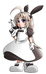  ahoge commentary_request female gloves gun handgun hoihoi-san ichigeki_sacchuu!!_hoihoi-san kagura_roku maid solo weapon 