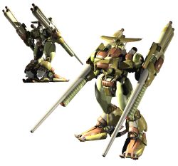  3d absurdres battletech commentary_request gun highres mecha no_humans photoshop_(medium) rifleman_(battletech) robot runya simple_background weapon 