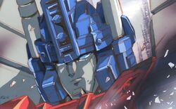  1980s_(style) armor autobot blue_armor blue_eyes expressionless horns looking_at_viewer marble-v mecha red_armor retro_artstyle robot transformers transformers:_war_for_cybertron_trilogy ultra_magnus white_horns 