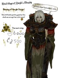  absurdres adepta_sororitas armor backpack bag chaos_(warhammer) corruption detached_sleeves english_text female full_armor gauntlets gloves highres kkghost_tv looking_at_viewer nurgle_(symbol) pauldrons power_armor purity_seal shoulder_armor single_gauntlet solo twitter_strip_game warhammer_40k white_hair 