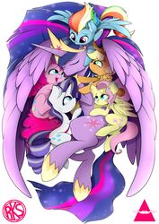  2019 absurd_res ahekao alicorn applejack_(mlp) blonde_hair cape clothing earth_pony emotional equid equine feathered_wings feathers female feral fluttershy_(mlp) friendship_is_magic group hair hasbro hi_res horn horse hug mammal mane_six_(mlp) multicolored_hair my_little_pony mythological_creature mythological_equine mythology pinkie_pie_(mlp) pony rainbow_dash_(mlp) rainbow_hair rarity_(mlp) simple_background smile twilight_sparkle_(mlp) unicorn white_background wings 