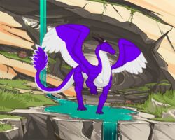  4_toes alfas animated claws dragon feathered_wings feathers feet feral frame_by_frame fur horn looking_at_viewer male mythological_creature mythological_scalie mythology purple_body purple_fur python_yuanty riley_(jendays) scalie short_playtime smile solo splash spread_wings tail tail_motion tailwag toes water wings 