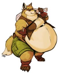  alpha_channel anthro ass belly belly_overhang big_belly big_butt caleb_lloyd caleblloyd canid canine claws clothed clothing fox fur gloves hand_on_hip handwear hi_res holding_object love_handles male mammal moobs morbidly_obese morbidly_obese_anthro morbidly_obese_male obese obese_anthro obese_male open_clothing open_topwear open_vest orange_body orange_fur overweight overweight_anthro overweight_male sack simple_background smile solo standing thick_thighs toe_claws topwear transparent_background vest 