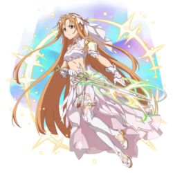  armor asuna_(sao) asuna_(stacia) bra breasts brown_eyes brown_hair cleavage closed_mouth diadem energy faulds female floating_hair frown full_body gloves glowing glowing_sword glowing_weapon highres holding holding_sword holding_weapon long_hair magic medium_breasts midriff non-web_source official_art radiant_light rapier shoulder_armor skirt solo stomach sword sword_art_online sword_art_online:_alicization sword_art_online:_alicization_-_war_of_underworld sword_art_online:_memory_defrag thighhighs transparent_background underwear very_long_hair weapon white_armor white_bra white_gloves white_skirt white_thighhighs 