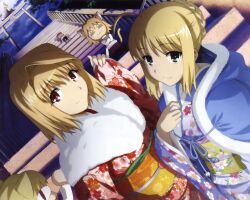  animal_ears arcueid_brunestud carnival_phantasm fate/stay_night japanese_clothes kimono morita_kazuaki neko-arc saber shingetsutan_tsukihime tail 