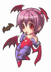  blush capcom chibi demon_girl female lilith_aensland pink_hair red_eyes rokko succubus tongue vampire_(game) 