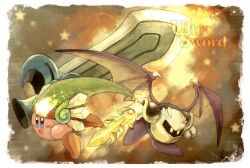  a_(torikarasi2) hat kirby kirby&#039;s_return_to_dream_land kirby_(series) mask meta_knight nintendo sword weapon wings 