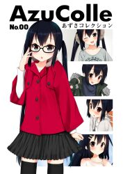  bad_id bad_pixiv_id black_hair brown_eyes female glasses k-on! long_hair masamuuu nakano_azusa photoshop_(medium) thighhighs twintails 