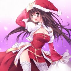  arch_bishop_(ragnarok_online) bad_id bad_pixiv_id blush commentary_request female hat long_hair panties ragnarok_online santa_costume solo sorai_shin&#039;ya thighhighs underwear 