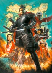  armor beard cannon facial_hair fire horse japanese_clothes katana map nobunaga&#039;s_ambition nobunaga&#039;s_ambition_reform nobunaga_no_yabou oda_nobunaga official_art oichi riding ship sword takeda_shingen uesugi_kenshin water weapon 