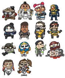  1other 6+boys 6+girls :3 :d animal animification apex_legends armor bangalore_(apex_legends) beard bird bkub black_bird black_eyes black_gloves black_hair blonde_hair blood bloodhound_(apex_legends) blue_eyes blue_scarf braid breasts brown_hair cane caustic_(apex_legends) chibi chibi_only classic_revenant cleavage coat colored_tips commentary_request crossed_arms crow crypto_(apex_legends) d.o.c._health_drone dark-skinned_female dark-skinned_male dark_skin dot_nose double_bun earrings eyebrow_cut eyeshadow facial_hair fingerless_gloves forge_(apex_legends) gatling_gun gibraltar_(apex_legends) gloves goggles green_scarf grey_gloves grin hair_bun hair_slicked_back half-closed_eyes hand_up hands_in_pockets hands_on_own_hips hands_up headband highres humanoid_robot jewelry lifeline_(apex_legends) loba_(apex_legends) long_hair makeup mask mechanical_legs mirage_(apex_legends) missing_tooth mole mole_on_cheek multicolored_hair multiple_boys multiple_girls no_pupils nose_piercing octane_(apex_legends) open_clothes open_coat open_mouth orange_eyes own_hands_together pathfinder_(apex_legends) piercing pink_lips pool_of_blood rampart_(apex_legends) rebreather red_eyeshadow red_gloves red_hair revenant_(apex_legends) robot running scarf short_hair side_ponytail simple_background single_hair_bun sitting smile standing syringe teeth twin_braids two-tone_hair upper_teeth_only wattson_(apex_legends) white_armor white_background white_coat white_headband wraith_(apex_legends) yellow_eyes yellow_gloves 
