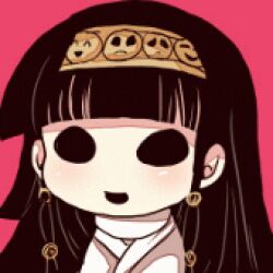  1other alluka_zoldyck animated animated bad_link black_eyes black_hair chibi creepy_eyes crying dress fusion hair_ornament hairband hunter_x_hunter light_blush light_smile long_hair lowres mari_audio multi-tied_hair nanika_(hunter_x_hunter) open_mouth solo tears white_dress 