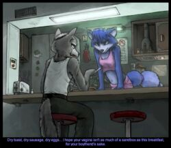  appliance canid canine canis diner fox kitchen kitchen_appliance krystal_(star_fox) lamp male mammal nintendo restaurant star_fox text toaster wolf wolf_o&#039;donnell 