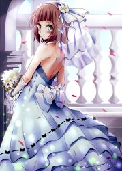  amami_haruka commentary_request dress female flower hair_flower hair_ornament idolmaster idolmaster_(classic) natsu_(anta_tte_hitoha) solo wedding_dress 