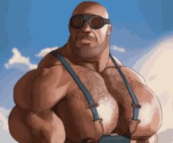  1boy animated animated_gif bald bara bara_tiddies bara_tits engineer_(team_fortress_2) engineer_gaming goggles hairy_chest male male_only manly meme mge mge_brother muscular muscular_male nipples non-nude overalls sniperstalker solo team_fortress_2 tick_tock_meme 