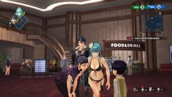  3d animated black_swimsuit butt butt_focus game gameplay kuro_no_kiseki light_blue_hair long_video mp4 risette_twinings sound swimsuit tagme video video_games yellow_eyes 