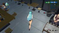  3d animated black_swimsuit butt butt_focus game gameplay kuro_no_kiseki light_blue_hair long_video mp4 risette_twinings screencap sound swimsuit tagme video video_games yellow_eyes 