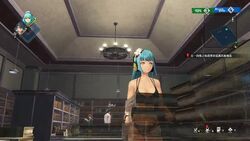  3d animated black_swimsuit butt butt_focus game gameplay kuro_no_kiseki light_blue_hair long_video mp4 risette_twinings sound swimsuit tagme video video_games yellow_eyes 